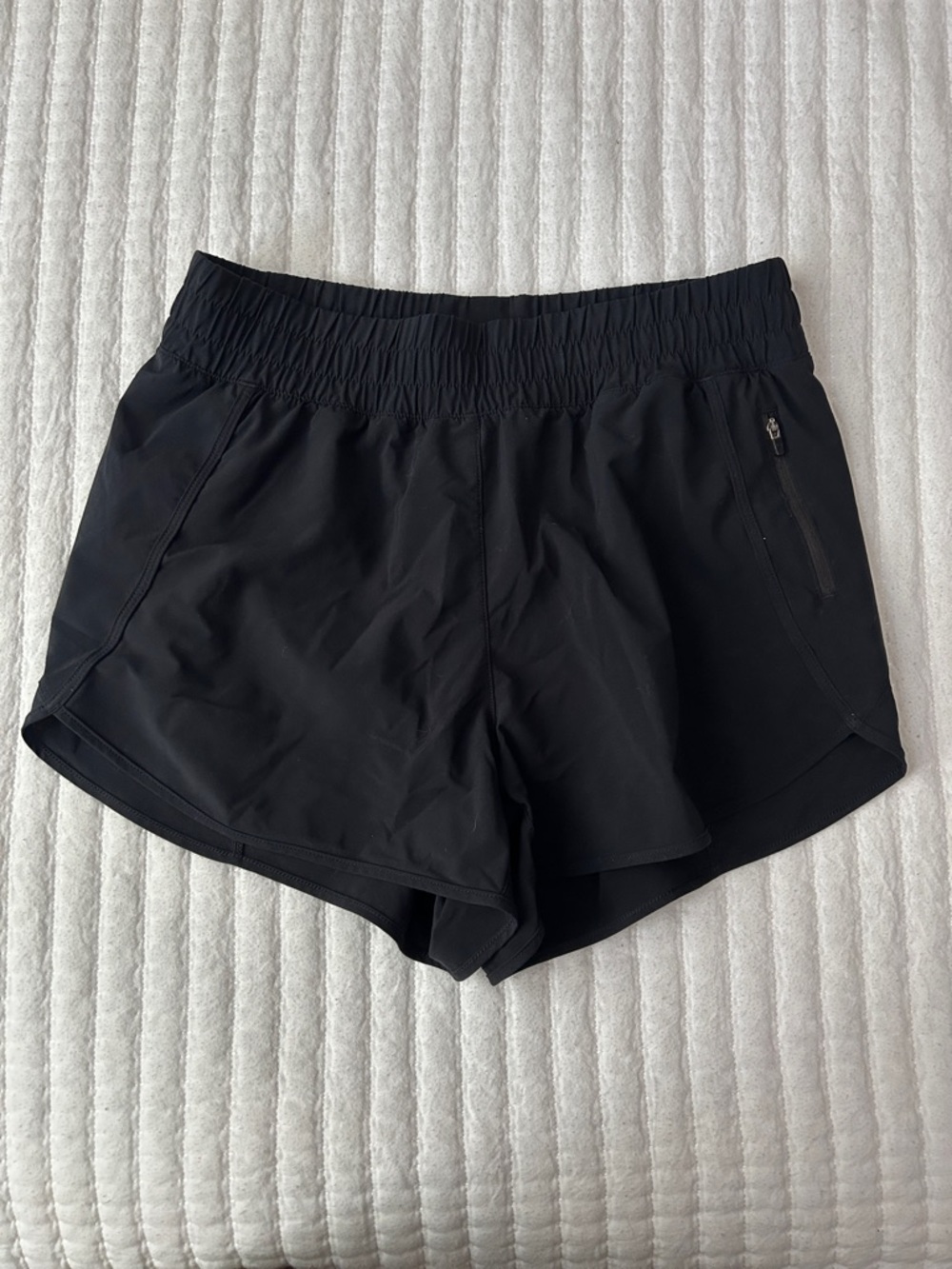 CRZ YOGA Black Athletic Running Shorts with Zip Pocket